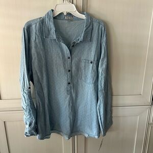 Per Se Light Blue Dot Denim Shirt